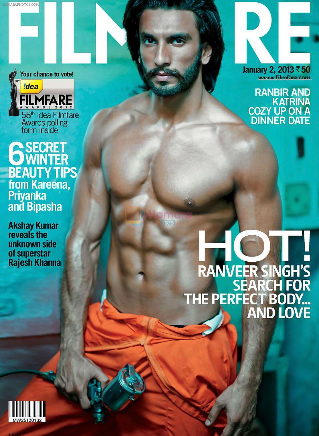Topless Ranveer Singh on Jan Filmfare Cover