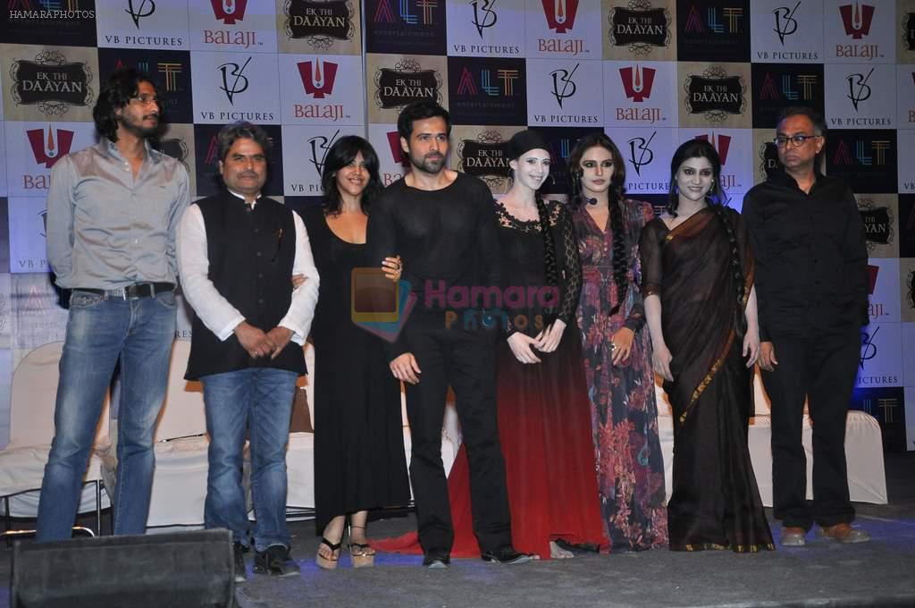 Kalki Koechlin, Emraan Hashmi, Huma Qureshi, Konkona Sen Sharma, Ekta Kapoor, Vishal Bharadwaj at Ekta Kapoor's Ek Thi Daayan Trailor launch in Filmcity, Mumbai on 16th Jan 2013