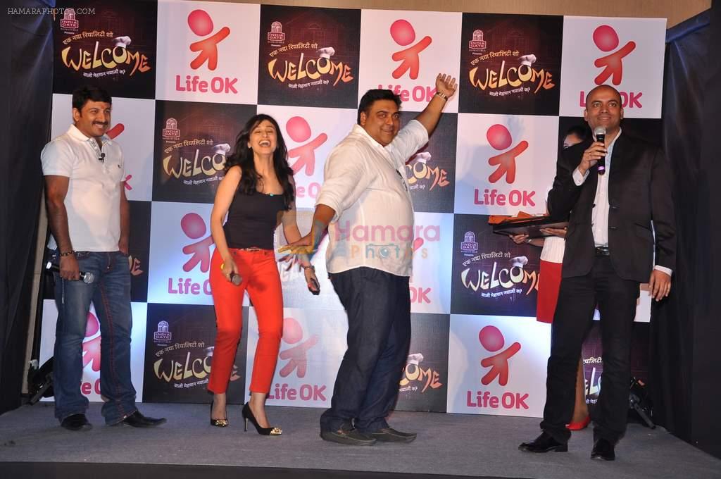 Ram Kapoor, Ragini Khanna, Manoj Tiwari at the press conference of Life OK's new reality show Welcome in Mumbai on 18th Jan 2013