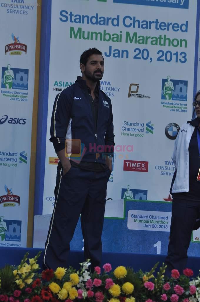 John Abraham at Standard Chartered Mumbai Marathon in Mumbai on 19th Jan 2013
