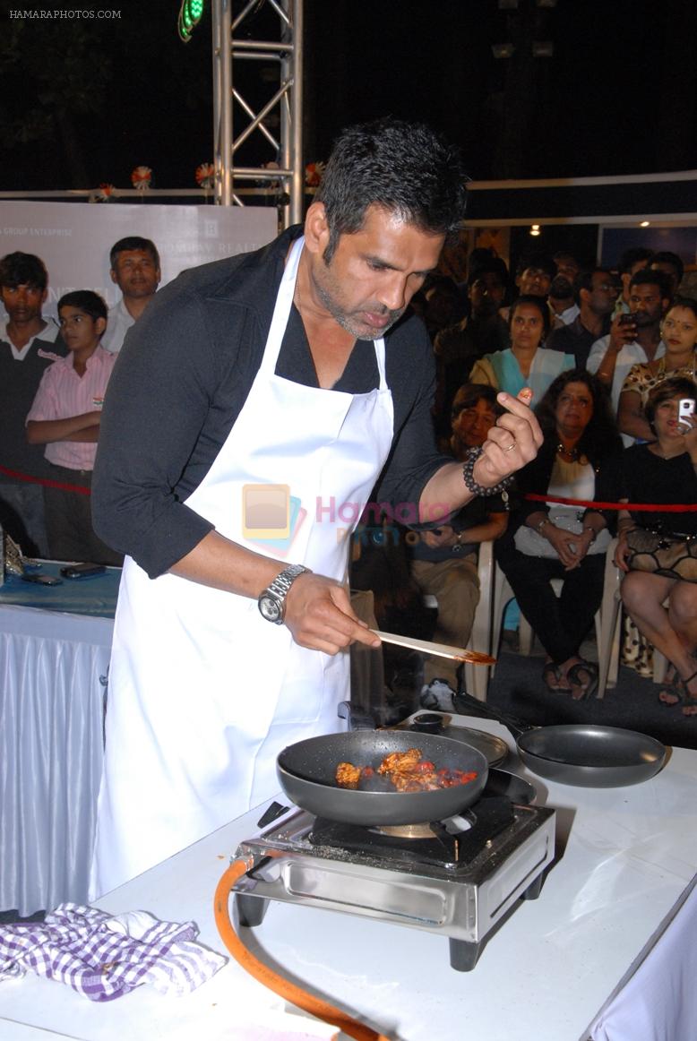 Suniel Shetty cooking for his wife at the Worli Festival in Turf Club