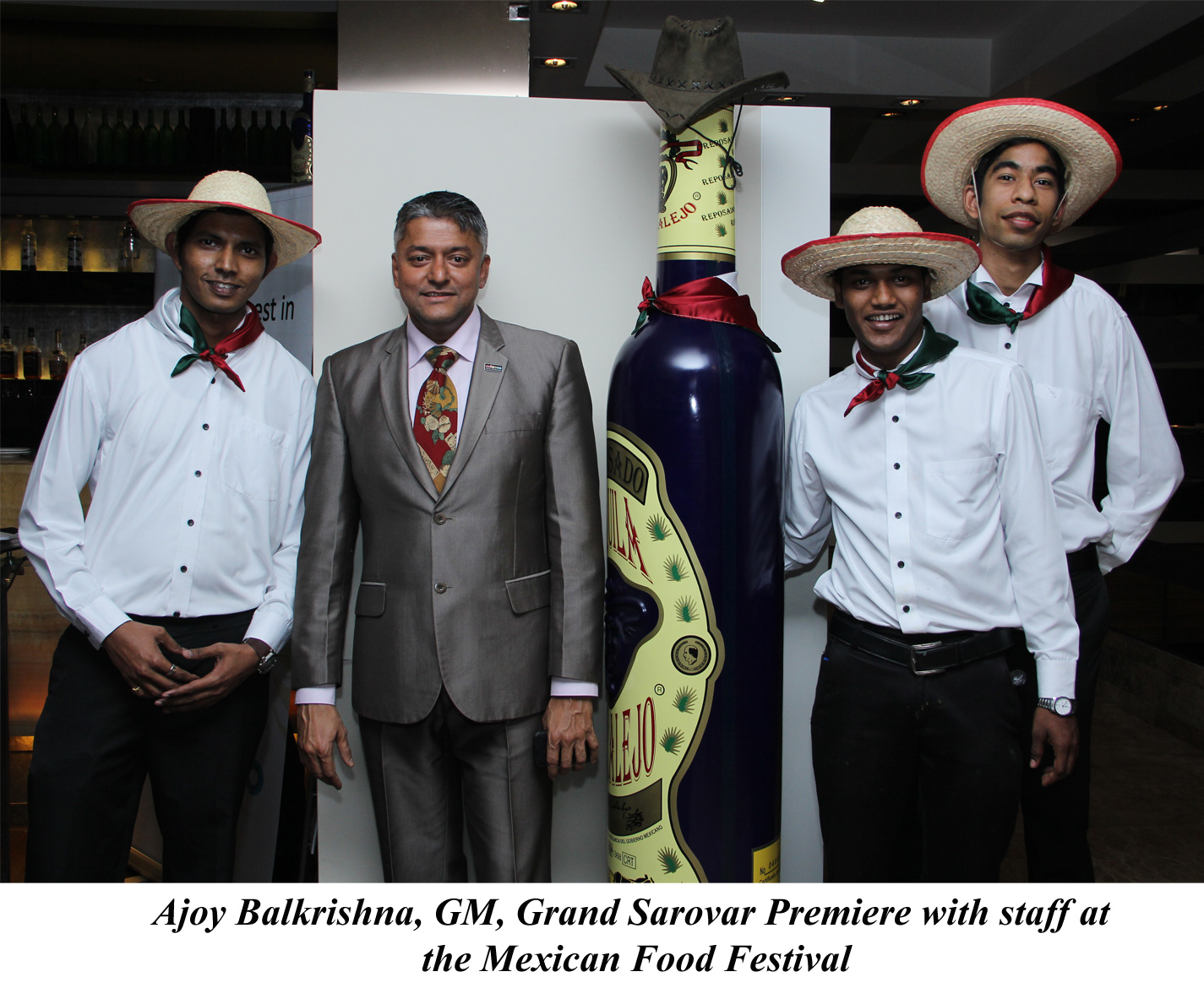 Ajoy Balkrishna, GM, Grand Sarovar Premiere with staff at the Mexican Food festival in 180  degrees restaurant on 26th Jan 2013