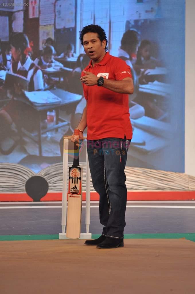 Sachin Tendulkar at NDTV Support My school 9am to 9pm campaign which raised 13.5 crores in Mumbai on 3rd Feb 2013