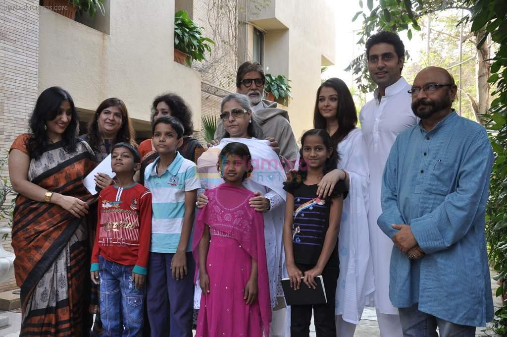 Amitabh Bachchan, Jaya Bachchan, Aishwarya Rai, Abhishek Bachchan pledge their support towards the girl child through Plan India at his home on 9th Feb 2013