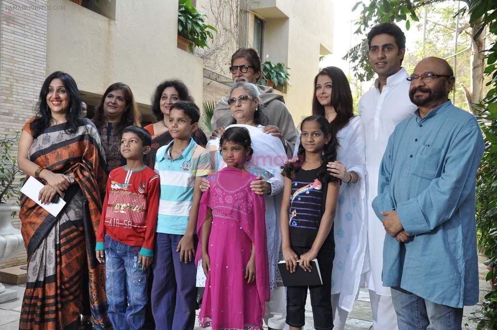 Amitabh Bachchan, Jaya Bachchan, Aishwarya Rai, Abhishek Bachchan pledge their support towards the girl child through Plan India at his home on 9th Feb 2013