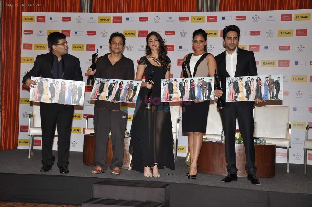 Sujoy Ghosh, Richa Chadda, Ileana Dcruz, Ayushmann Khurrana at the Launch of Filmfare special award issue in Novotel, Mumbai on 12th Feb 2013