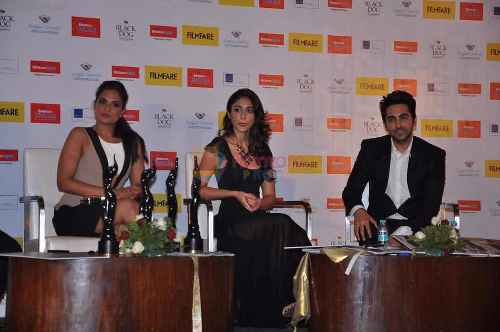 Richa Chadda, Ileana Dcruz, Ayushmann Khurrana at the Launch of Filmfare special award issue in Novotel, Mumbai on 12th Feb 2013