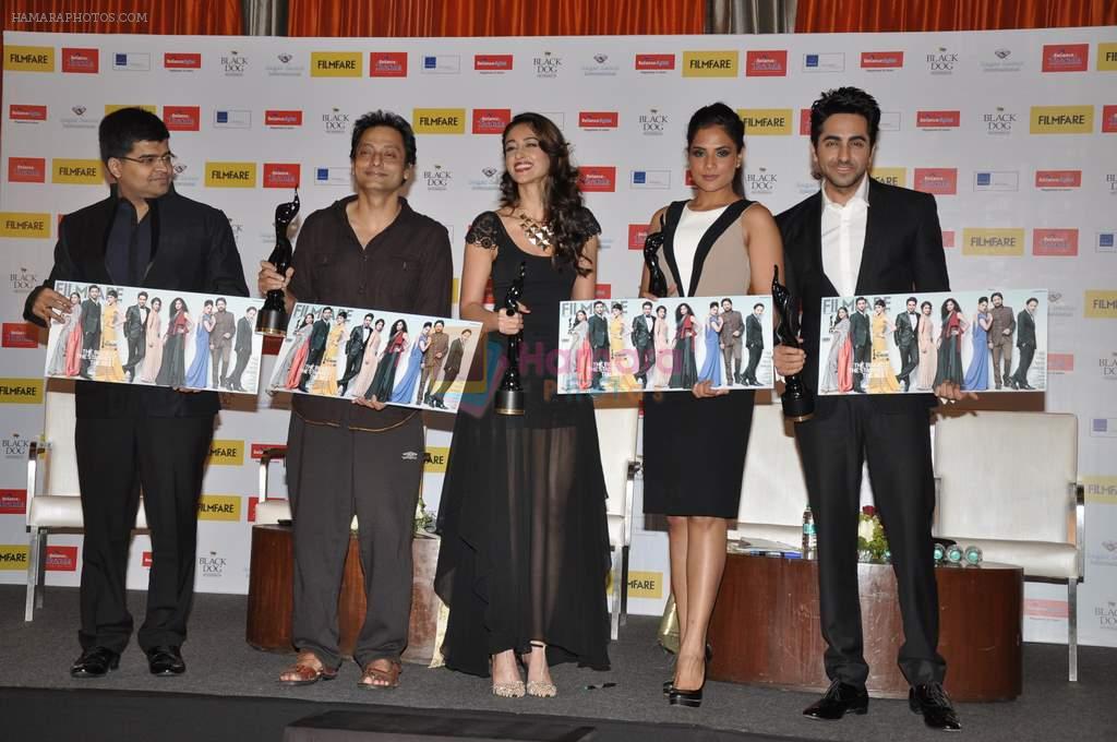 Sujoy Ghosh, Richa Chadda, Ileana Dcruz, Ayushmann Khurrana at the Launch of Filmfare special award issue in Novotel, Mumbai on 12th Feb 2013
