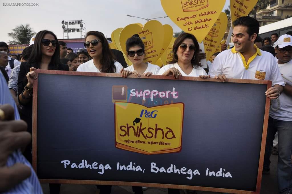 Neha Dhupia, Farah Khan, Huma Qureshi, Arbaaz Khan at Walk for the Love of Shiksha promotions in Mumbai on 12th Feb 2013