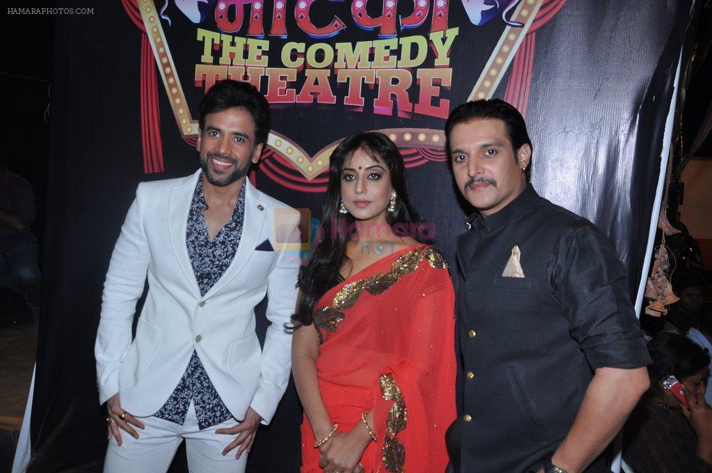 Mahi Gill, Jimmy Shergill, Tusshar Kapoor on location of Nautanki The Comedy Theatre in Mumbai on 21st feb 2013