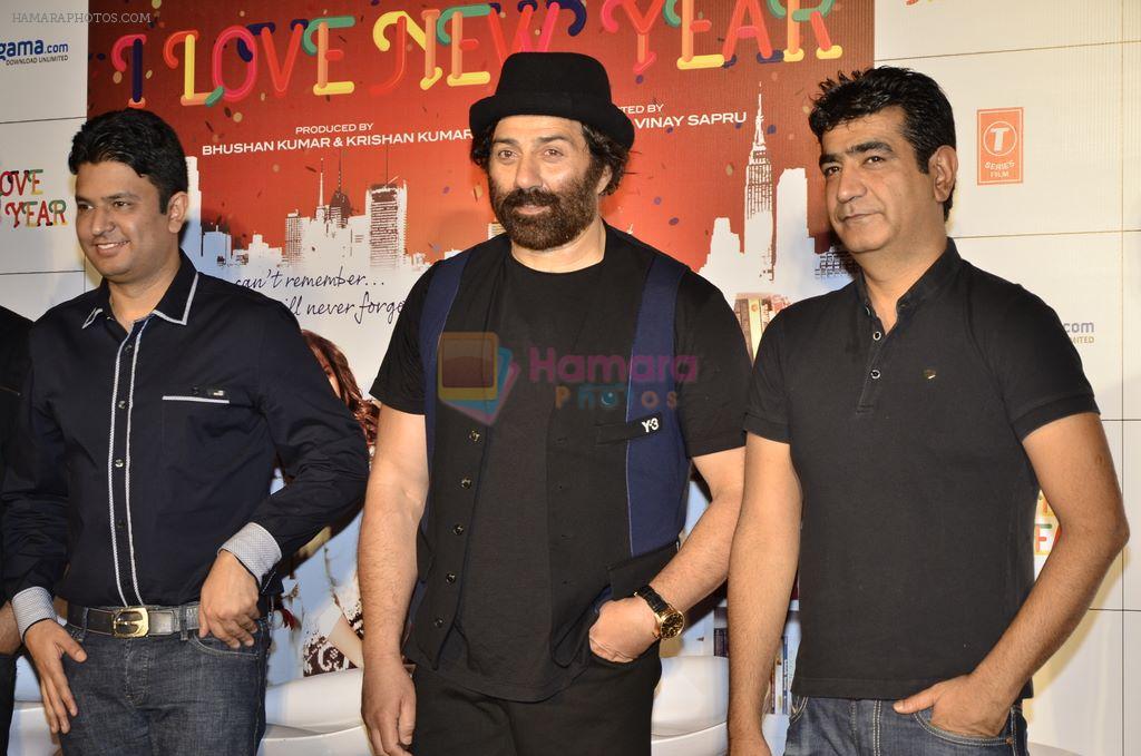 Sunny Deol, Kishan Kumar, bhushan Kumar at the theatrical of I Love NY (New Year) was launched on 25th Feb at Cinemax, Versova