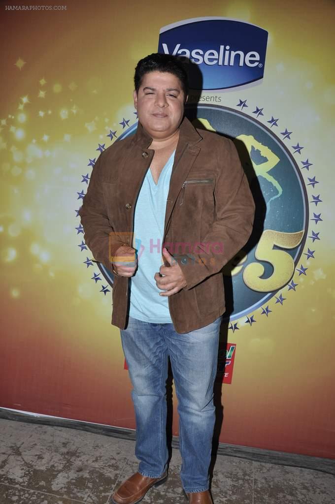 Sajid Khan on the sets of Nach Baliye 5 in Filmistan, Mumbai on 12th March 2013