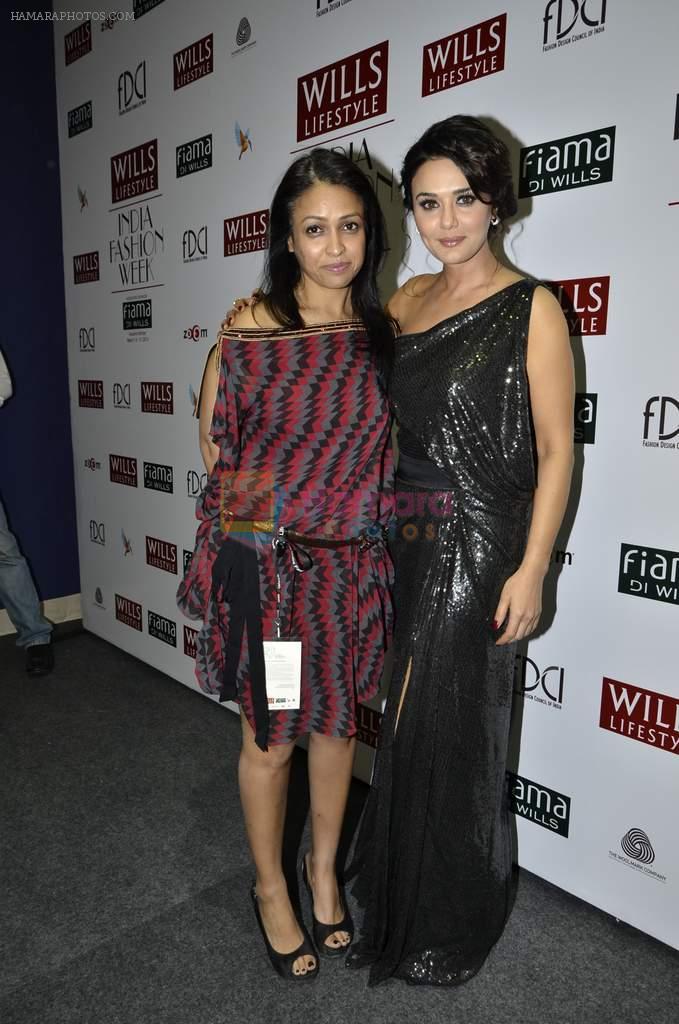 Preity Zinta on day 1 of Wills Lifestyle India Fashion Week - Autumn Winter in Mumbai on 13th March 2013