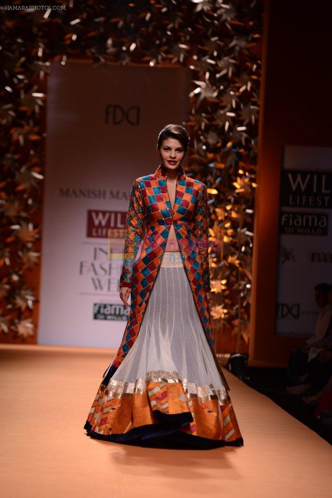 Jacqueline Fernandez walks the ramp for Manish Malhotra Show at Wills Lifestyle India Fashion Week 2013 Day 3 in Mumbai on 15th March 2013