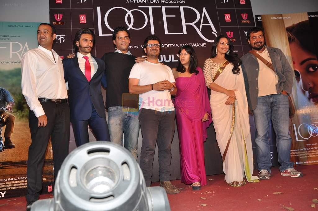Sonakshi Sinha, Ranveer Singh, Ekta Kapoor, Anurag Kashyap at trailor Launch of film Lootera in Mumbai on 15th March 2013