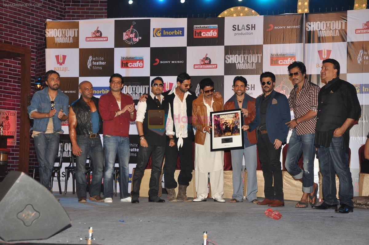 Mika Singh, John Abraham, Manoj Bajpayee, Tusshar Kapoor, Anil Kapoor, Sonu Sood at the Music Launch of Shootout at Wadala in Inorbit, Malad, Mumbai on 19th March 2013