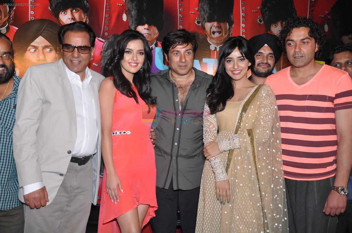 Dharmendra, Sunny Deol, Bobby Deol,Neha Sharma, Kristina Akheeva at Yamla Pagla Deewana 2 launch in Sunny Super Sound, Juhu, Mumbai on 28th March 2013