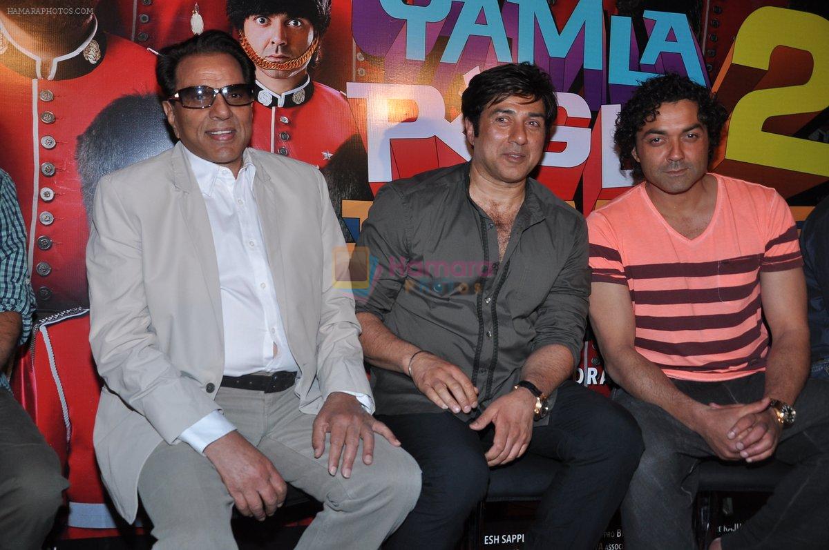 Dharmendra, Sunny Deol, Bobby Deol at Yamla Pagla Deewana 2 launch in Sunny Super Sound, Juhu, Mumbai on 28th March 2013