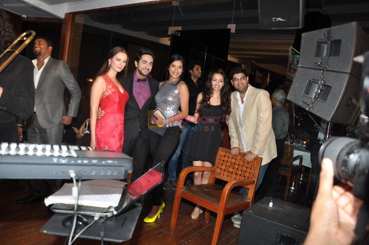 Gaelyn Mendonca, Ayushmann Khurrana, Pooja Salvi, Evelyn Sharma, Kunaal Roy Kapur at Nautanki Saala Music Success Bash in Escobar, Bandra, Mumbai on 1st April 2013