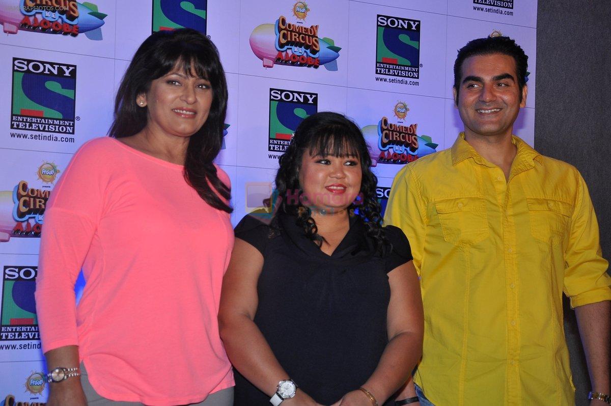 Arbaaz khan,  Archana Puran Singh, Bharti Singh on the sets of comedy circus in Andheri, Mumbai on 16th April 2013