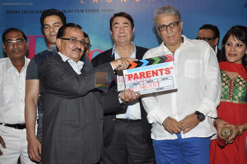 Randhir Kapoor, Aditya Raj Kapoor at Aditya Raj Kapoor film Parents mahurat in Raheja Classique on 27th April 2013