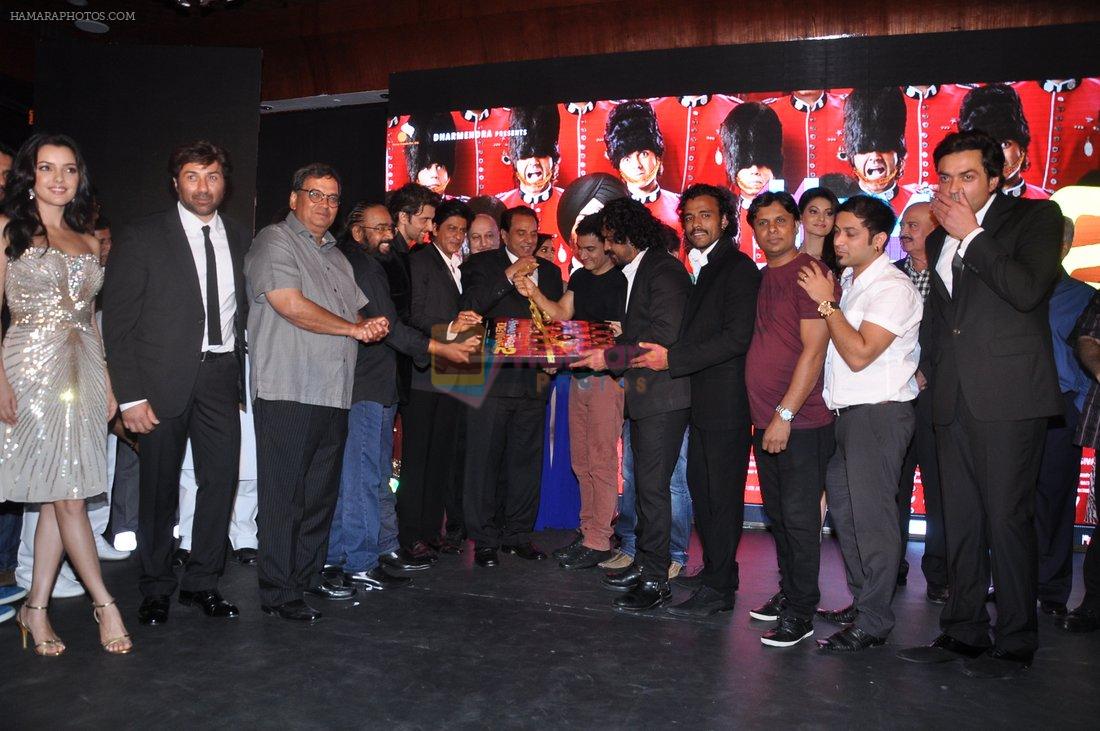 Bobby, Dharmendra, Sunny, Hrithik, Aamir, Ritesh, Shahrukh, Juhi, Anupam Kher, Subhash Ghai, Toshi, Sharib, Kristina at Yamla Pagla Deewana 2 Music Launch in Novotel, Mumbai on 7th May 2013