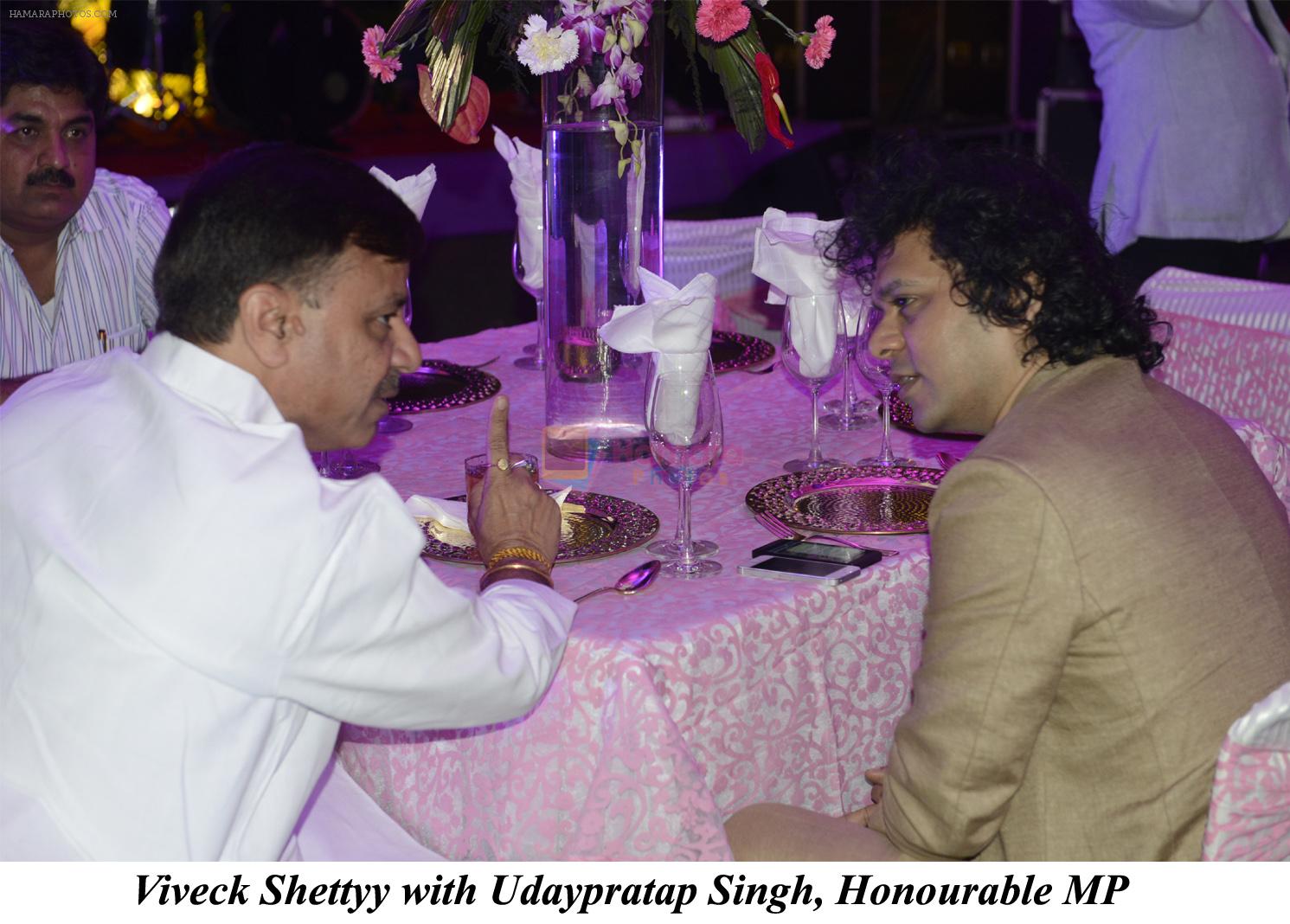 Viveck Shettyy with Udaypratap Singh, Honourable MP at the Reception of Jai Singh and Shradha Singh on 7th May 2013