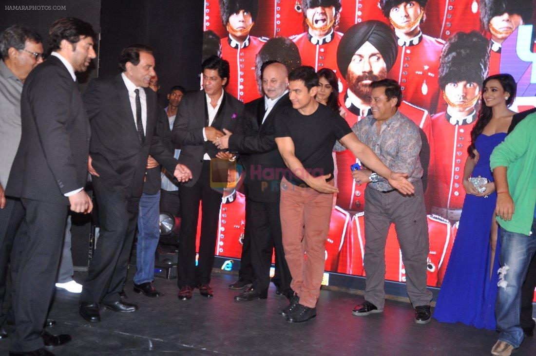 Aamir, Shahrukh, Dharmendra, Hrithik, Sunny Deol at Yamla Pagla Deewana 2 Music Launch in Novotel, Mumbai on 7th May 2013