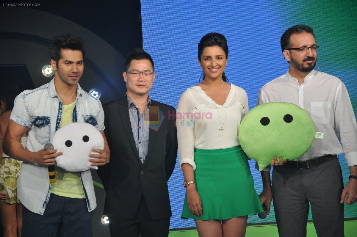 Varun Dhawan and Parineeti Chopra launch WeChat in India in Taj Colaba, Mumbai on 14th May 2013