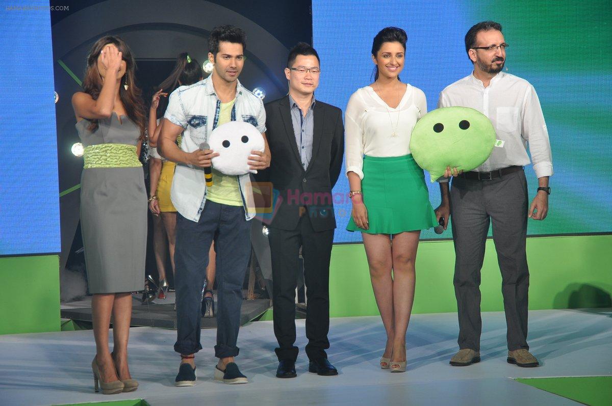 Varun Dhawan and Parineeti Chopra launch WeChat in India in Taj Colaba, Mumbai on 14th May 2013