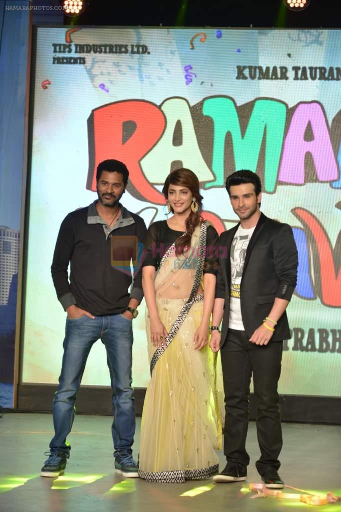 Prabhu Deva, Shruti Haasan, Girish Taurani at Rammaiya Vastavaiya music launch in Mumbai on 15th May 2013