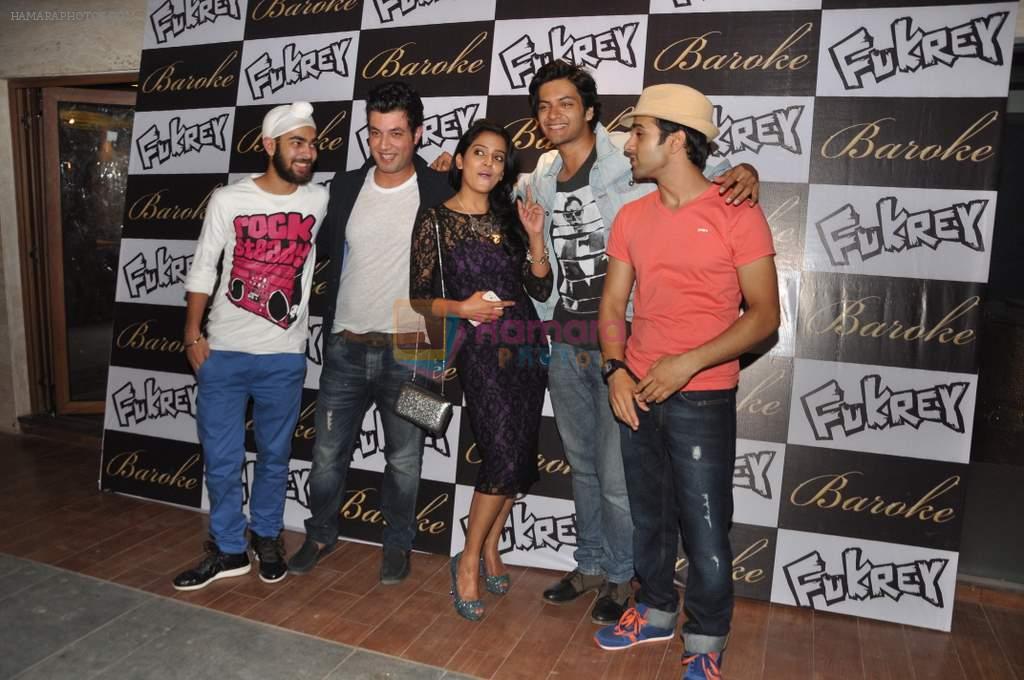 Varun Sharma, Pulkit Samrat, Ali Fazal, Manjot Singh at Fukrey film bash in Grant Road, Mumbai on 31st May 2013