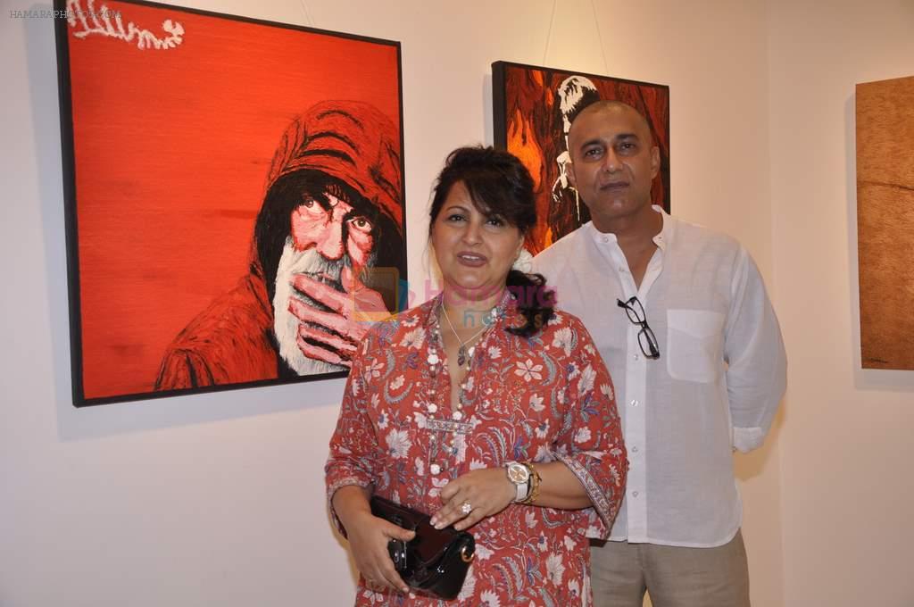 raell padamsee with sanjay thapar at Sanjay Tahpar's exhibition in Hirji Art Gallery, Mumbai on 5th June 2013