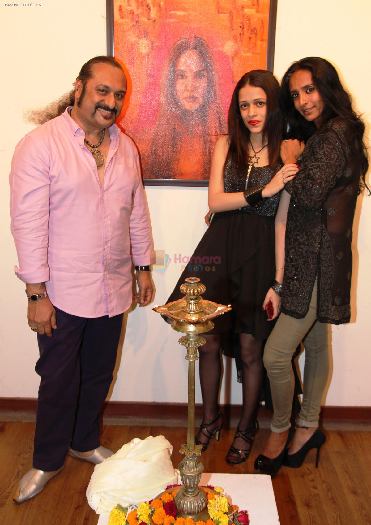 Lesle Lewis, Rutuja Padwal and Suchitra Pillai at Rutuja Padwal's art show opening