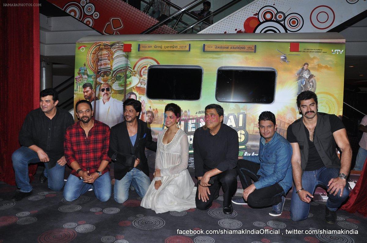 Shahrukh Khan, Deepika Padukone, Rohit Shetty at the launch of rohit shetty's Chennai Express in Mumbai on 13th June 2013
