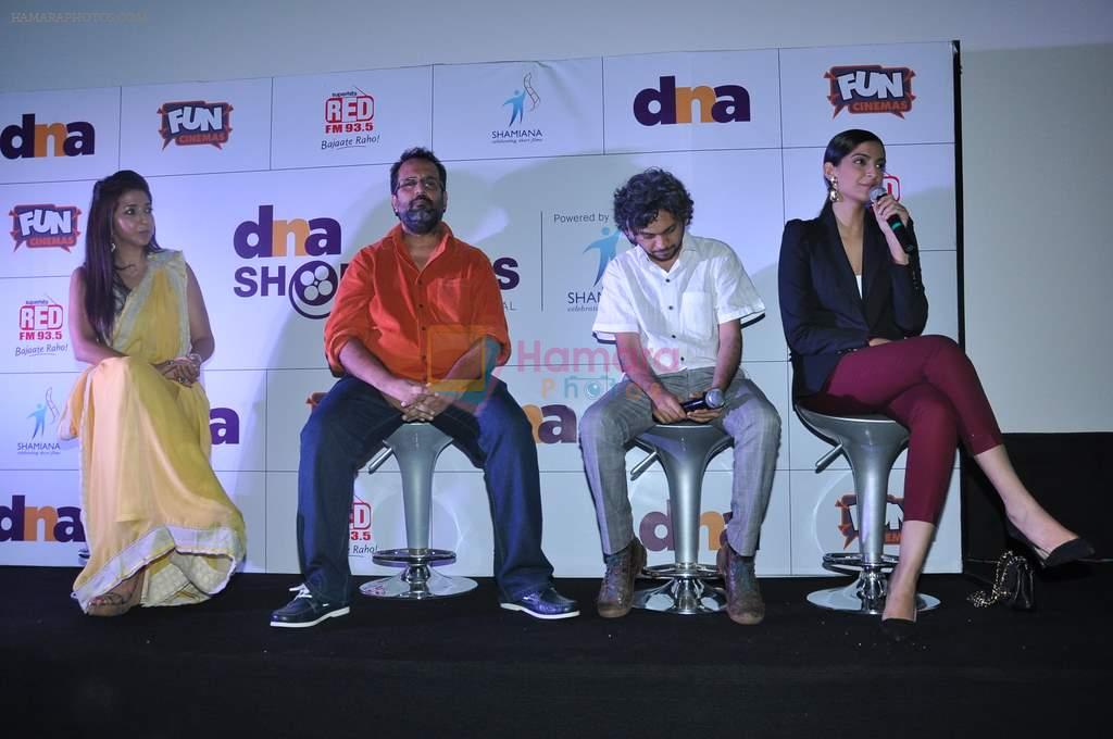 Krishika Lulla, Aanand. L. Rai, Anand Gandhi, Sonam Kapoor at DNA short films festival in Mumbai on 23rd June 2013