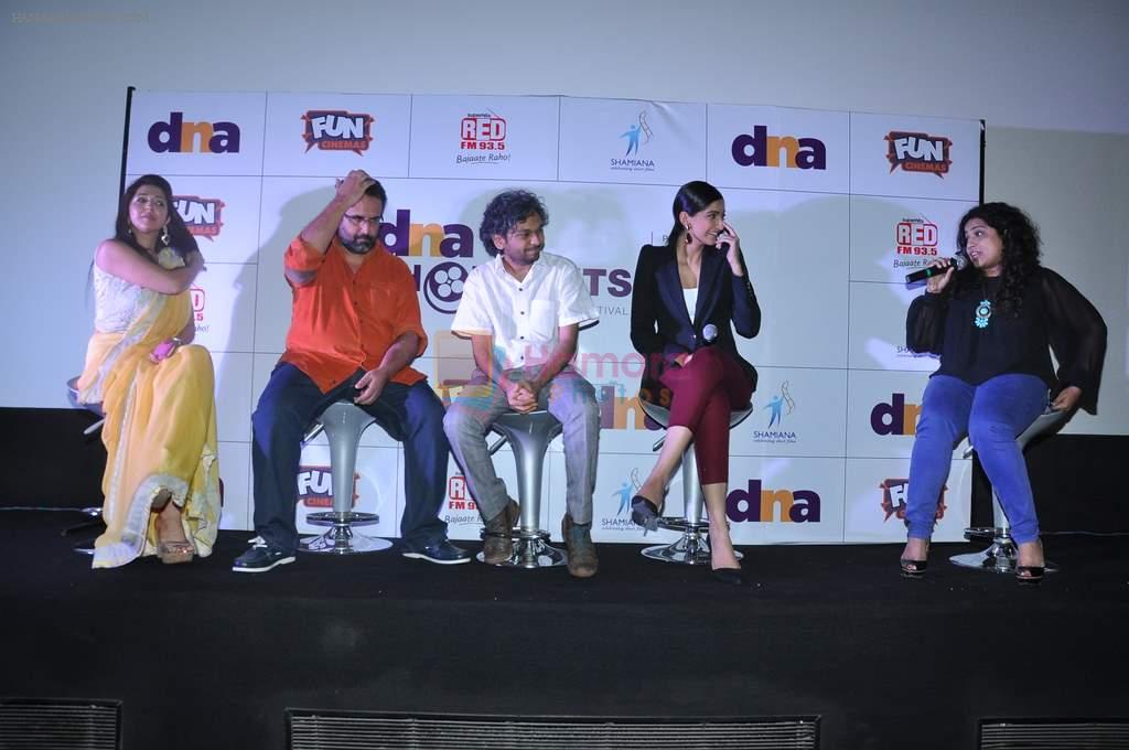 Krishika Lulla, Aanand. L. Rai, Anand Gandhi, Sonam Kapoor, Malishka at DNA short films festival in Mumbai on 23rd June 2013