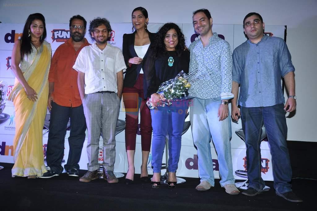 Krishika Lulla, Aanand. L. Rai, Anand Gandhi, Sonam Kapoor, Malishka, Cyrus F Dastur at DNA short films festival in Mumbai on 23rd June 2013