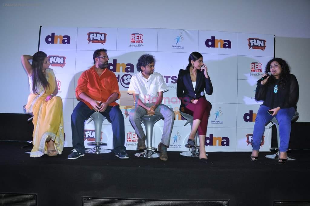 Krishika Lulla, Aanand. L. Rai, Anand Gandhi, Sonam Kapoor, Malishka at DNA short films festival in Mumbai on 23rd June 2013