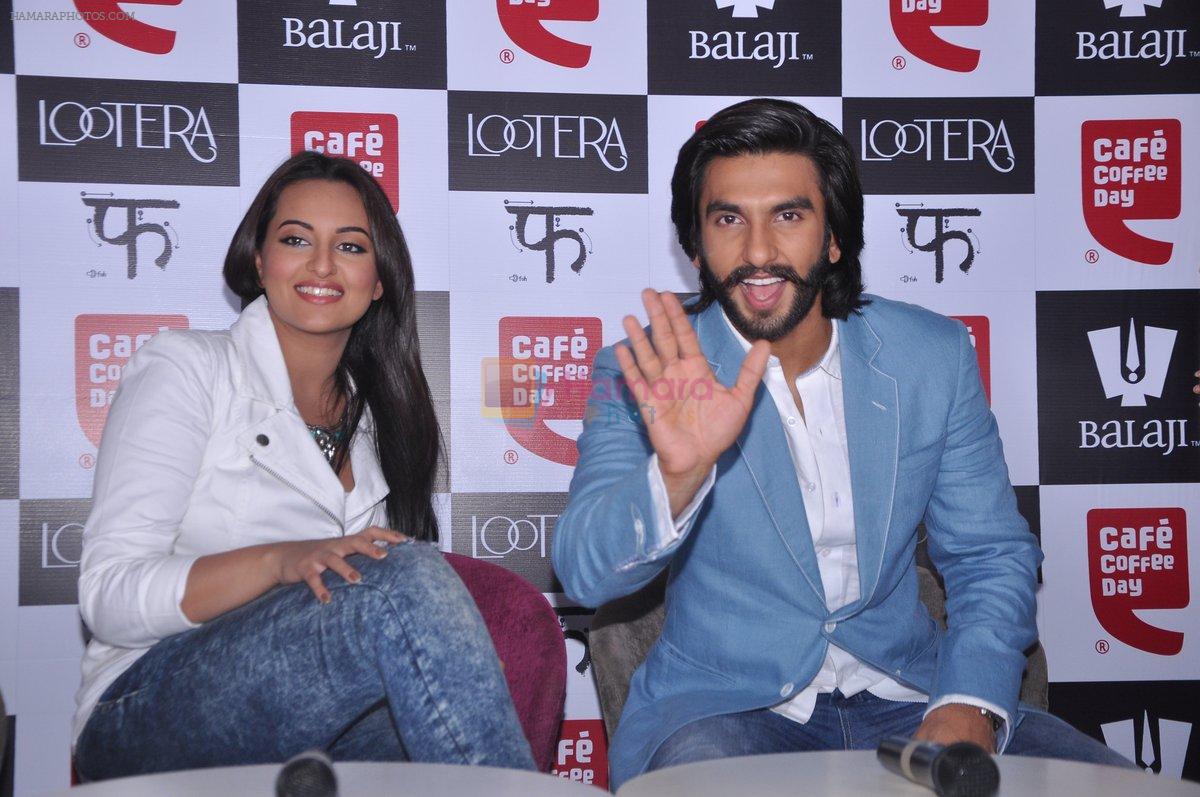 Sonakshi Sinha, Ranveer Singh at Lootera Promotions at Cafe Coffee Day in Bandra, Mumbai on 1st July 2013