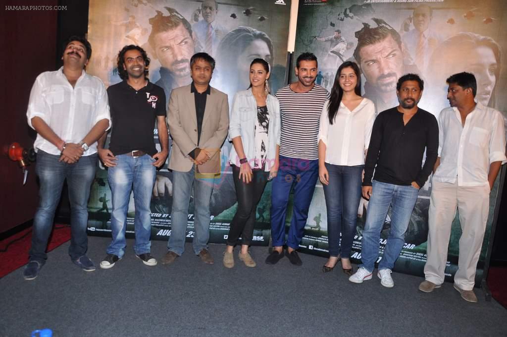 Ronnie Lahiri, Ajit Andhare, Nargis Fakhri, John Abraham, Rashi Khanna, Shoojit Sircar  at Madras Cafe first look in Cinemax, Mumbai on 11th July 2013