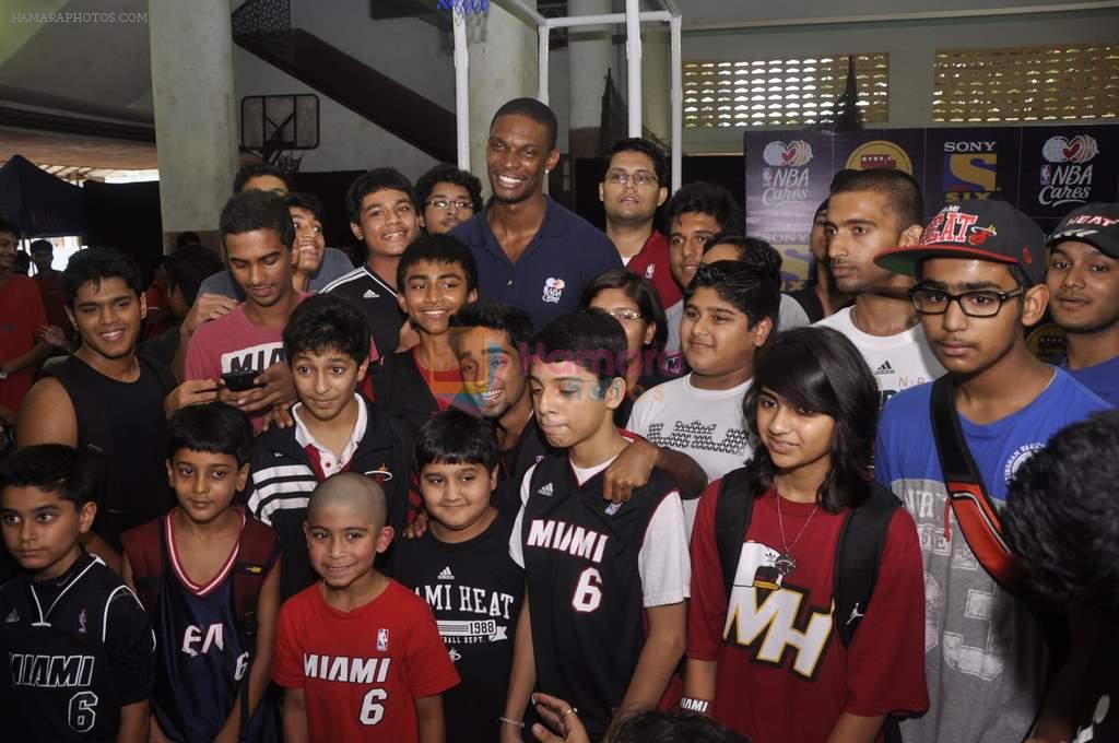 Chris Bosh at NBA Cares Clinic and Eliter Clinic in Don Bosco School, Matunga on 18th July 2013
