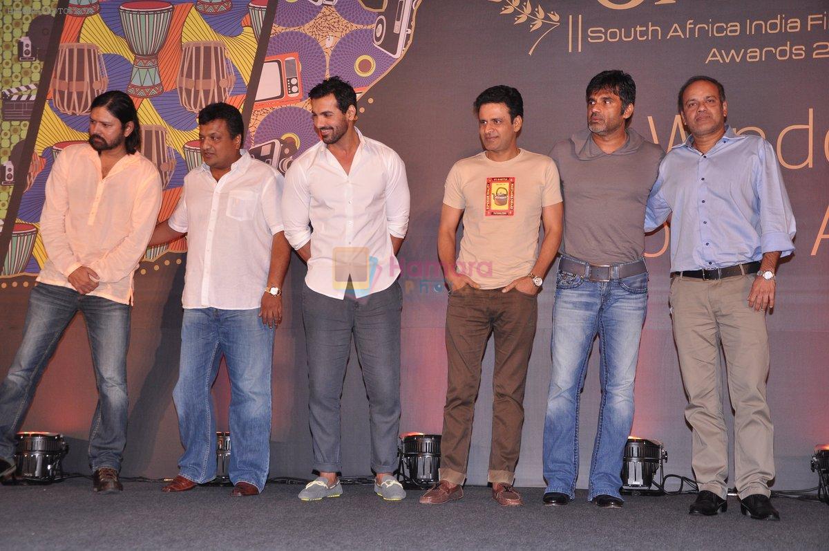 Sunil Shetty, Manoj Bajpai, John Abraham, Sanjay Gupta at SAIFTA curtain raiser in Mumbai on 15th July 2013