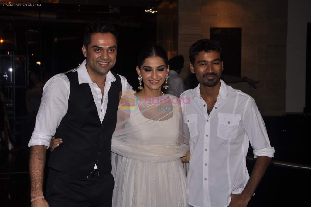 Dhanush, Abhay Deol, Sonam Kapoor at Raanjahanaa Success bash in J W Marriott, Mumbai on 24th July 2013