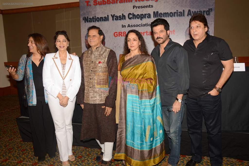 Hema Malini, Simi Garewal, Anil Kapoor at National Yash Chopra Award launch in J W Marriott, Mumbai on 24th July 2013