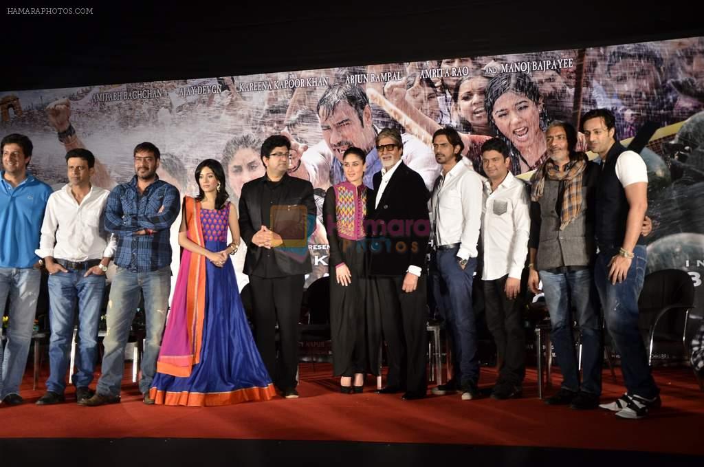 Manoj Bajpayee, Ajay Devgn, Amrita Rao, Kareena Kapoor, Amitabh Bachchan, Arjun Rampal, Bhushan Kumar,Prakash at Launch of Raghupati Raghav song from Satyagraha in Mumbai on 25th July 2013