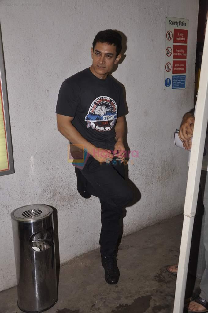 Aamir Khan snapped while dubbing for his film in Reliance Mediaworks on 28th July 2013