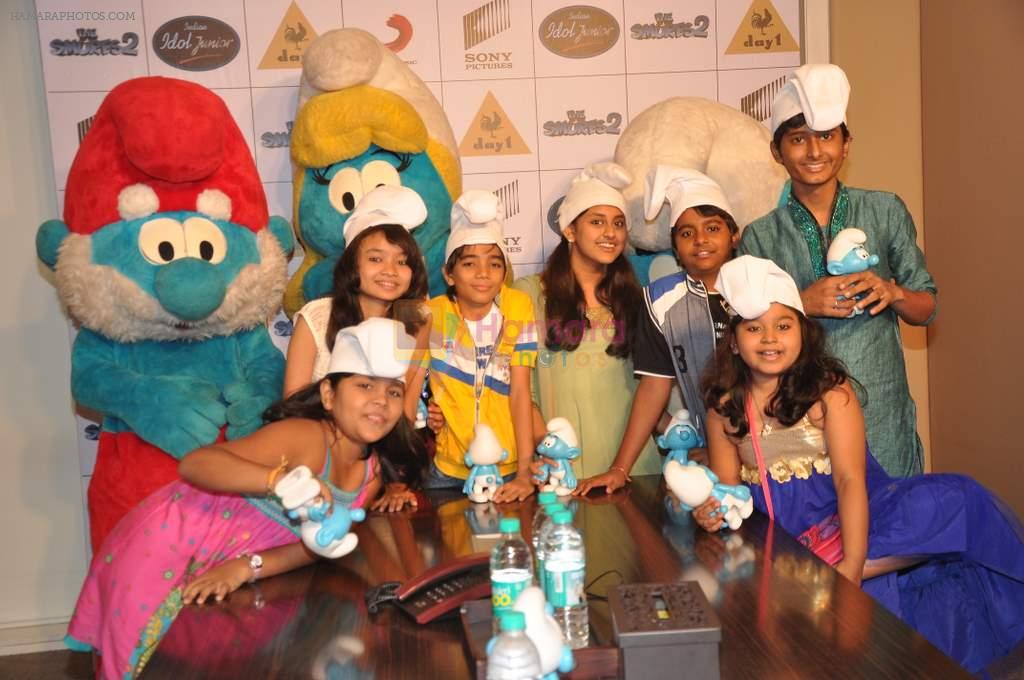 at Junior Indian Idol singers launch Smurfs 2 track in Santacruz, Mumbai on 30th July 2013