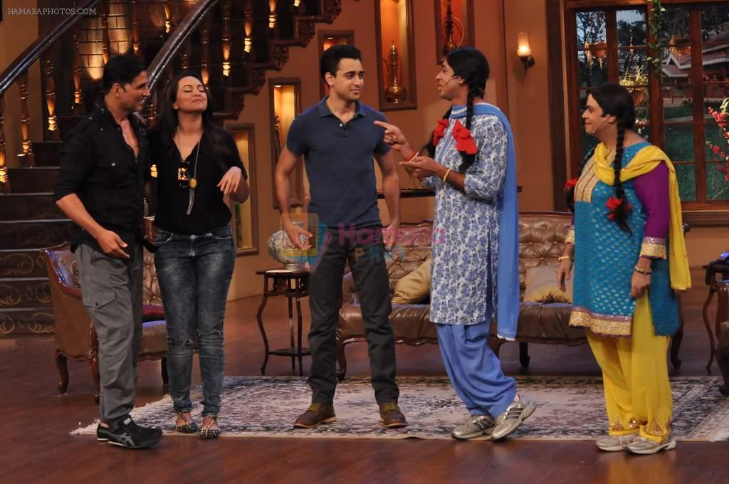 Sonakshi Sinha, Imran Khan, Akshay promote Once upon a time in Mumbai Dobara on the sets of Comedy Nights with Kapil in Filmcity on 1st Aug 20
