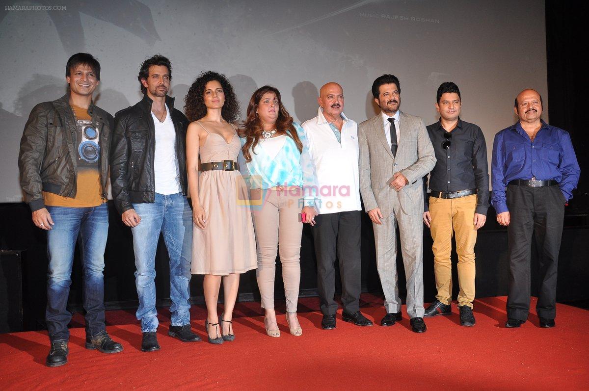 Hrithik Roshan, Kangana Ranaut, Vivek Oberoi, Rakesh Roshan, Anil Kapoor, Bhushan Kumar at Krishh 3 Trailer launch in PVR ECX, Mumbai on 5th Aug 2013